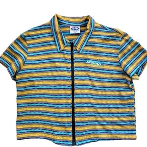 Vintage 90s multi color stripe collar shirt